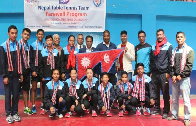 टेबल टेनिस खेल्न नेपाली टोली भारत प्रस्थान