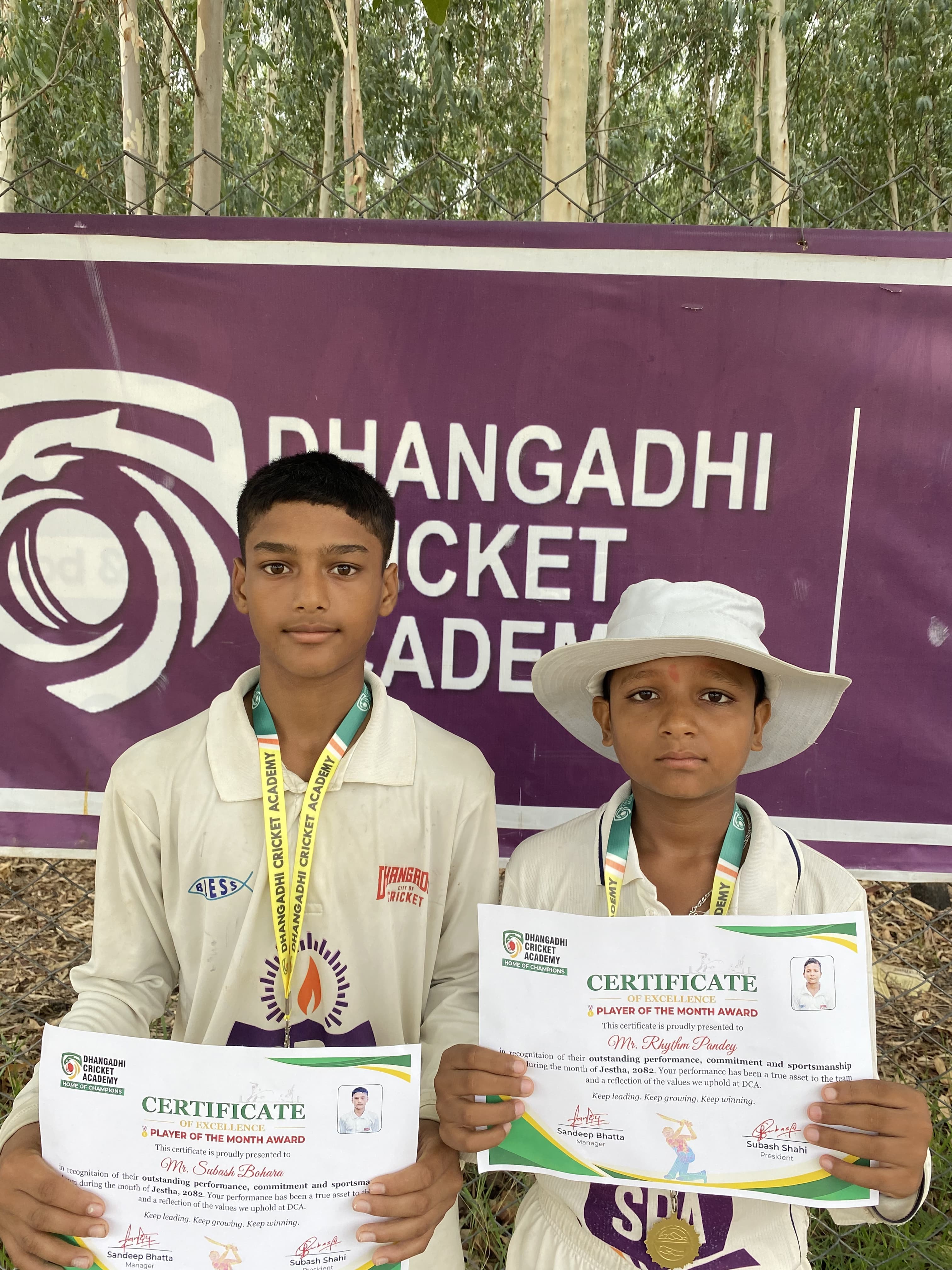 धनगढी क्रिकेट एकेडेमीका दुई खेलाडी ‘प्लेयर अफ द मन्थ’ बाट सम्मानित