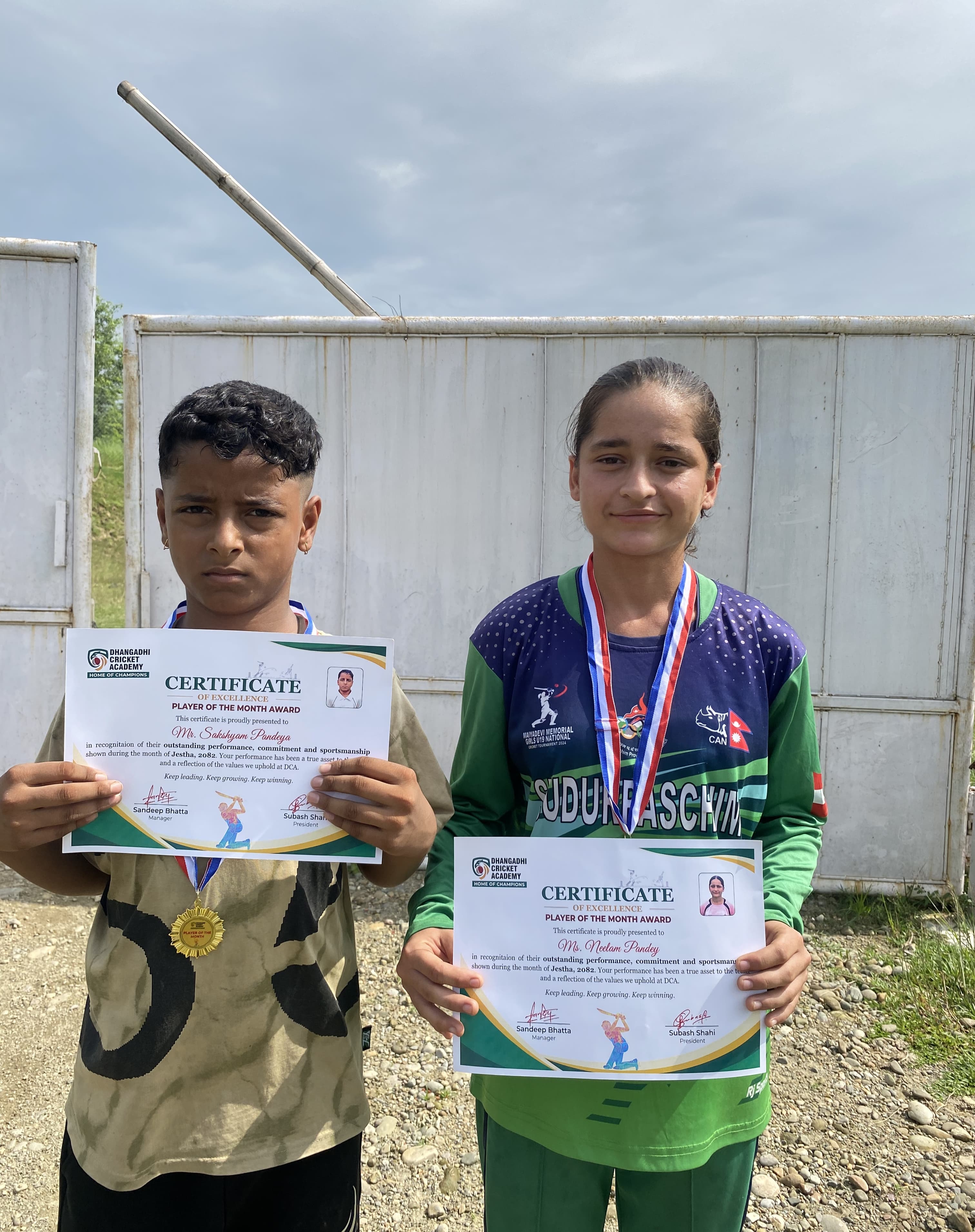 धनगढी क्रिकेट एकेडेमीद्वारा ‘प्लेयर अफ द मन्थ’ सम्मान