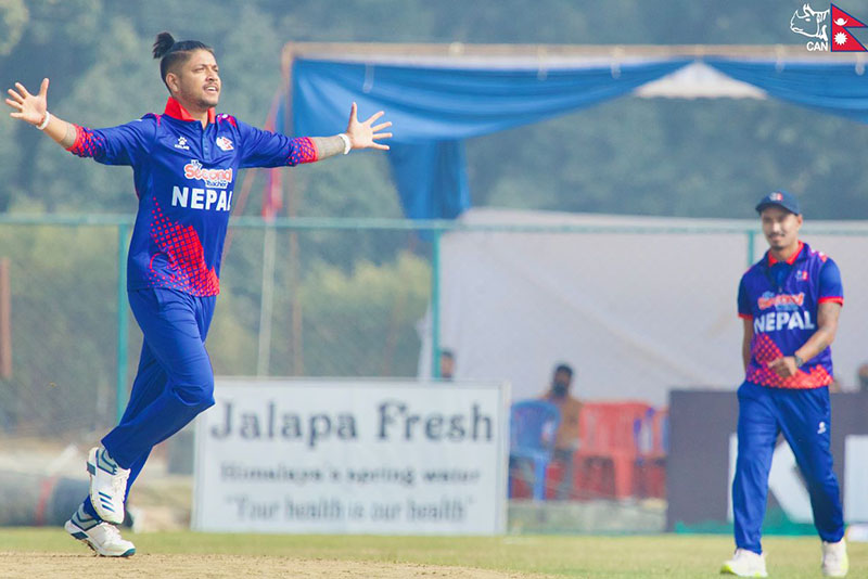 पीएनजी ९५ मा अलआउट, सन्दीपको पाँच विकेट